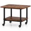 2 Tier Rolling Under Desk Printer Stand, 19.5 Inch Rustic