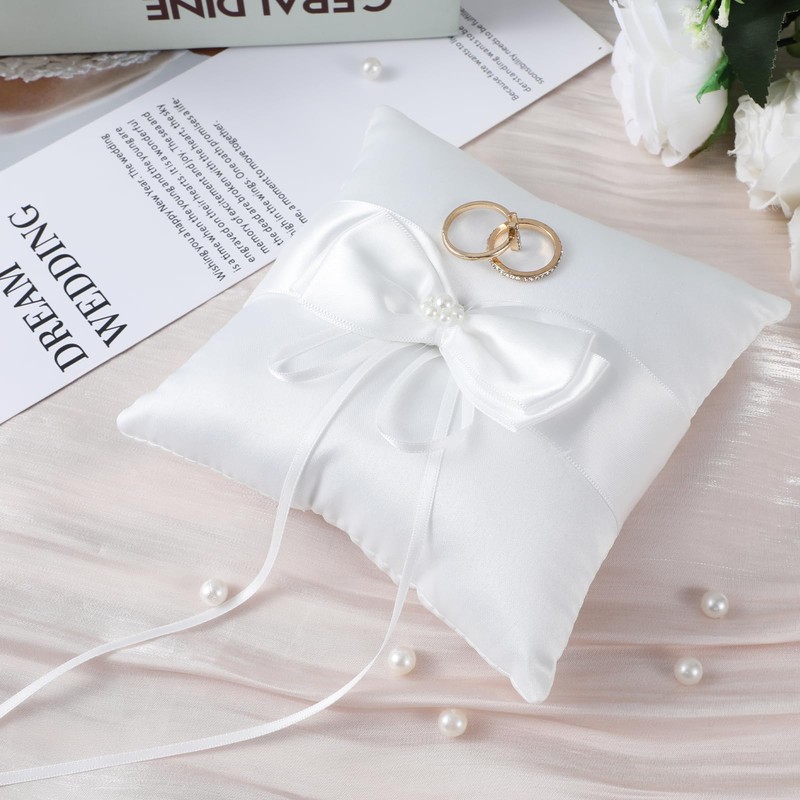 Bruislard 14 x 14 cm Wedding Bowknot Ring Bearer Cushion