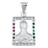 JOYARIS Dije Cuadrado Jesús Malverde Zirconias Plata Solida 925 TRICOLOR
