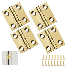 Small Hinges,4 Pack 1 Inch Door Hinges,Small Hinges for Wood with Hinge Fixing Screws,Cabinet Hinges,Mini Hinges,Small Brass Hinges for Wooden Gates Windows Wardrobes Drawers(25x20x1.2mm)