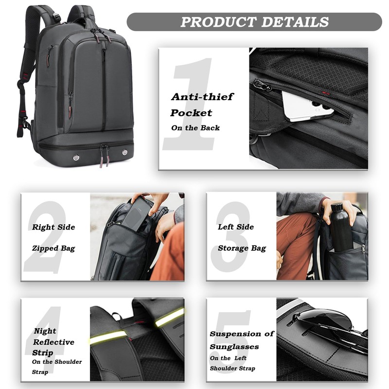 Somago Laptop Backpack Carry On Water Resistant Durable Daypack Backpack