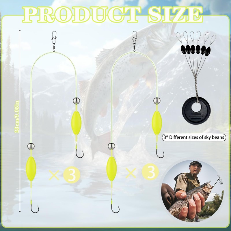 9 pieces reverse bottom rig, double hook reverse bottom rig,