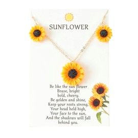 YALLNASL Gold Sunflower Necklace Gifts for Women Inspirational Gifts for Women Daughter Necklace for Best Friend Birthday Christmas Gift Sunflower Necklaces Sunflower Pendant Necklace