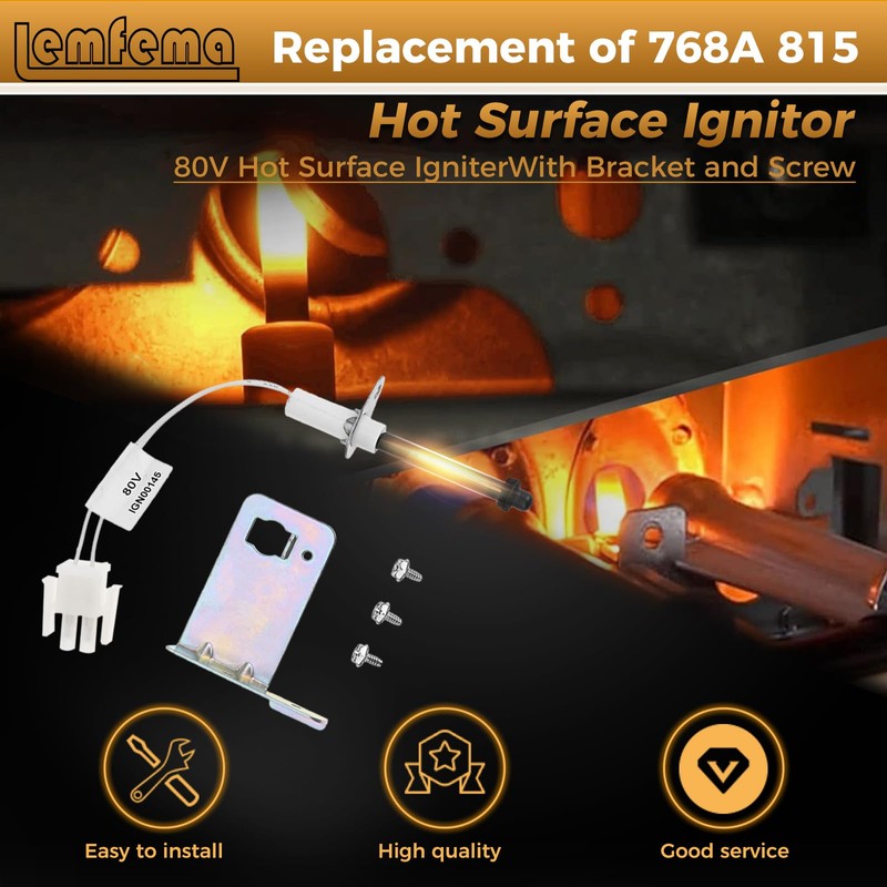 IGN00145 Furnace Igniter, 768A 815 Hot Surface Ignitor with Installation