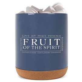 Elanze Designs Fruit of Spirit Navy Blue X-Large Cork Bottom, Kitchen Counter, Ceramic Stoneware, Coffee, Tea and Hot Chocolate, Machine Brewing, K Capsule Pod Cup, Organizer, Jar, Crock, Holder
