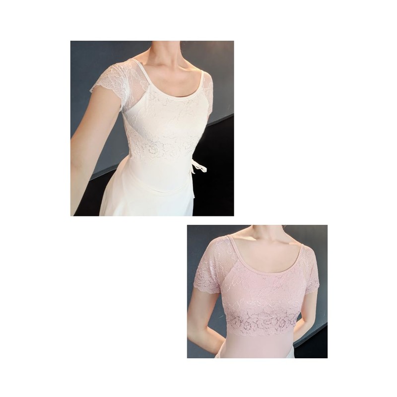 Pro Dance PLHA033MA Lace, Half Cup, Short Sleeve, Ballet, Leotard,
