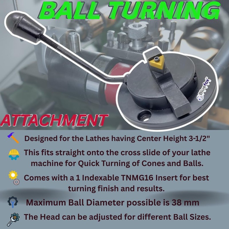 BLUEFOX TOOLS Ball Turning Attachment For lathe Machines Turns Round