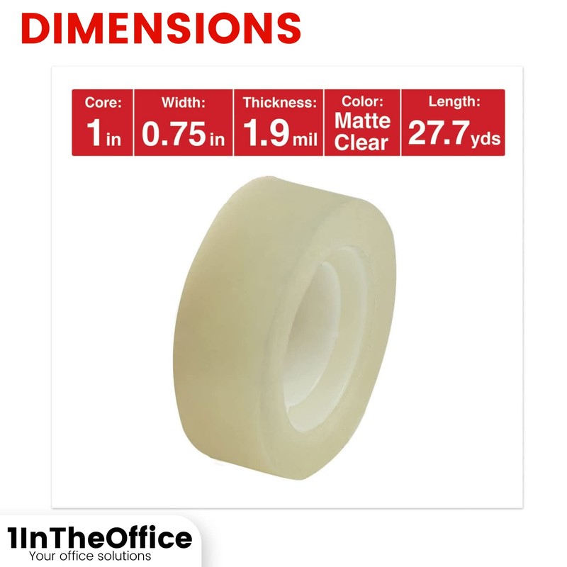 1InTheOffice Clear Tape, Invisible Tape Rolls, Packing, Wrapping Heavy Duty