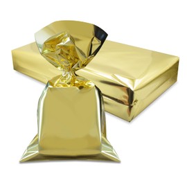 Decoraparty 50 Metallic Gold Envelopes 20x35cm Gold Polypropylene Rectangle Elegant Gift Wrapping Christmas Birthday New Year Celebration Gift