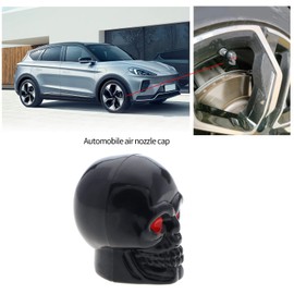 ECSiNG 8PCS Tyre Valve Stem Caps Skull Design Car Tire Valve Lever Covers Car Tyre Dust Caps for Most Car Truck Motorbike Bicycle 7mm Thread Diameter Black