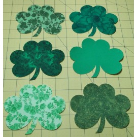 6 PreCut Quilting Quilt Applique Iron On Shamrocks St Patrick's Fabrics May Vary