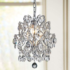 Bestier Modern Pendant Chandelier Crystal Raindrop Lighting Ceiling Light Fixture Lamp for Dining Room Bathroom Bedroom Livingroom entryway 1 E26 Bulbs Required D13 in x H16 in