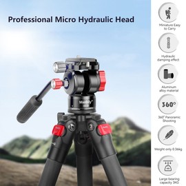 Manbily VH-1 Compact Video Fluid Head Pan Tilt Tripod Head Panorama Ballhead Tripod Mount Aluminum Alloy 3kg/6.61lbs Load Capacity with Handle 1/4in Screw Quick Release Plate