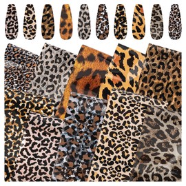 Framendino, 20 Pack Leopard Print Nail Foil Transfer Sheets Self-Adhesive Animal Skin Pattern Manicure Art Sticker for Women