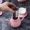 Jusalpha Pink Porcelain Teapot with Removable Stainless Steel Infuser, Blooming