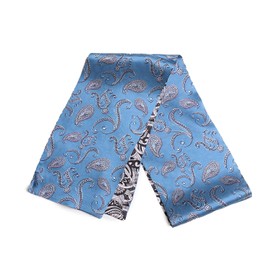 BREEZE NOUTHERLY Women's 100% Pure Mulberry Silk Scarf Double Sided Rectangle Tie Head Neck Waist Strip-17X150 Blue Black Paisley