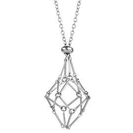 BROVITI 1 Pieces Stainless Steel Necklace Cord Empty Stone Holder Adjustable Cord Cage Crystal Cage Necklace Holder for Women Men for DIY Jewelry Making Accessories（M）