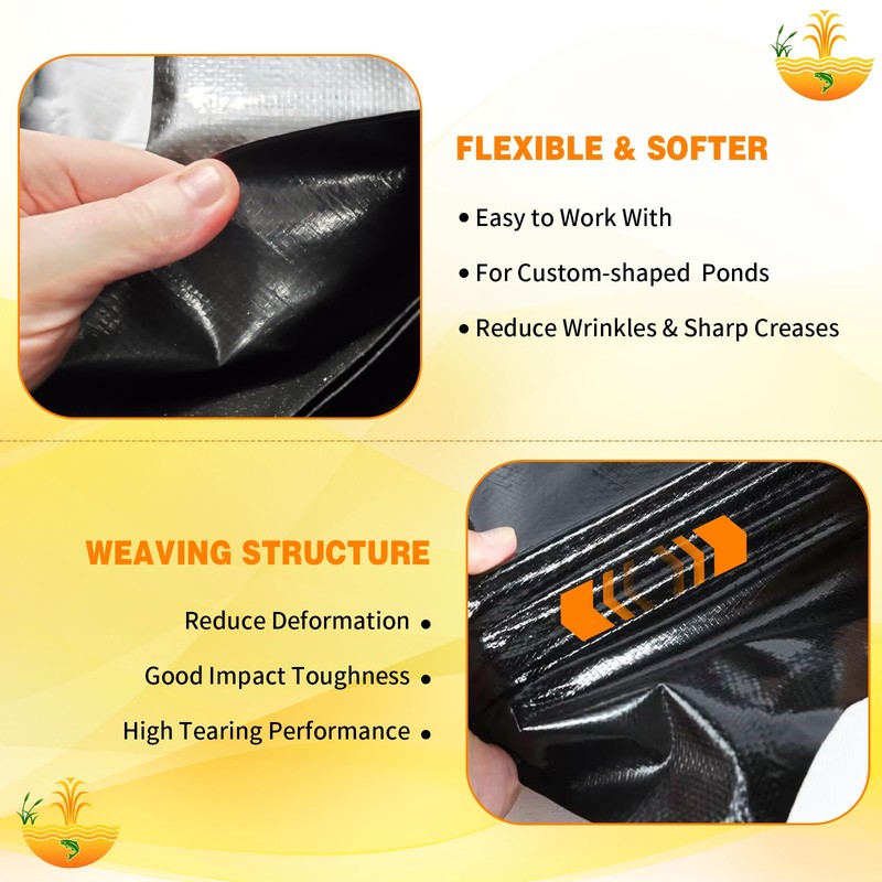 THOOUM 20x30FT Pond Liner for Outdoor Ponds, Reinforced PE Fish
