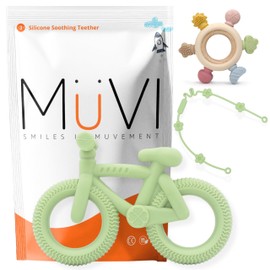 MÜVI Baby-Beißringe, Beißringe, Spielzeug, ab 3 Monaten, weiches und BPA-freies lebensmittelechtes Silikon, leicht zu greifen und zu beißen, Zahnfleischlinderung und sensorische Stimulation (Blaues