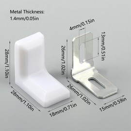 SagaSave L Corner Brackets, 10PCS Shelf Brackets, 90 Degree Right Angle Metal Shelf Corner Brace Plates with Plastic Cover (Grey)