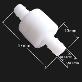 JENSWILL 2PCS 5/16" Check Valve Hose Barb One Way Inline Non Return Ozone Resistance for Fuel Oil Water Gas Air Pump with 4PCS Hose Clamps