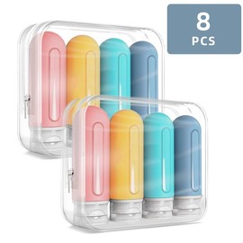 Travel Bottles for Toiletries,  3oz Travel Size Containers BPA Free Leak Proof Refillable Liquid Silicone Travel Accessories (4 Pack) Set Organiser - Color: 4pcs