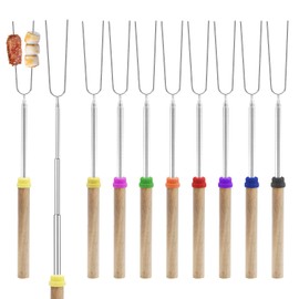 Pack of 8 Barbecue Skewers Telescopic Marshmallow Stick Bread Skewers Marshmallow Skewers for Stick Bread Sticks, Grill Stick, Barbecue Skewers Campfire Skewers Long Telescopic Fork Barbecue Stick for