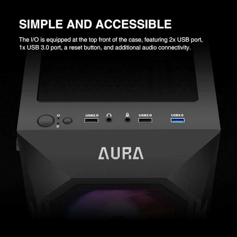 GAMDIAS ATX Mid Tower Gaming Computer PC Case Tempered Glass,