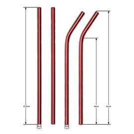 Reusable Straws Metal Drinking Straws Long Dishwasher Safe Red Set of 8 for Cocktail Smoothie Coffee Tea Reusable Dishwasher Safe Drinking Tube Eyecatcher