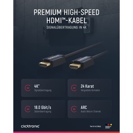 Clicktronic Casual High Speed HDMI cable with Ethernet (4K Ultra HD, 3D-TV, ARC) 1.5 m