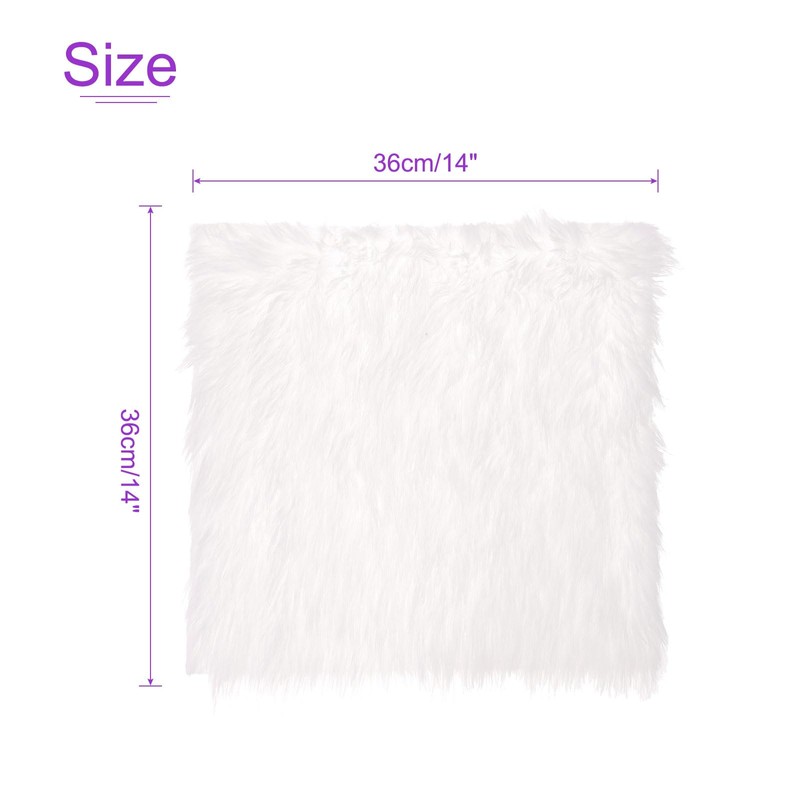 DMiotech 14"x14" White Faux Fur Square Fabric, Fluffy Faux Fur