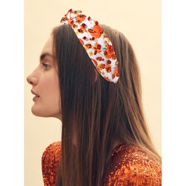 MOLOCH Thanksgivin Fall Headband for Women Turkey Maple Leaf Pumpkin Headband Crystal Pearl Knotted Headband Thanksgiving Headwear Hair Accessories