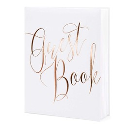 Luck and Luck White Wedding Guest book with Rose Gold 'GUEST BOOK'