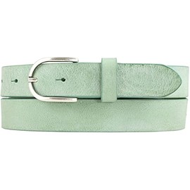 BELTINGER Children's Belt Made of Soft Full Cowhide Leather Vintage Look 3 cm Leather Belt for Girls 30 mm Narrow Belt Used Look, Mint Green, Antique Silver