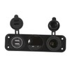 Dual USB Car Charging Socket, Car Boat Charger, 3 Hole