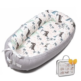 Baby Lounger-Breathable and Soft Organic 100% Cotton, Portable Infant Lounger with Removable Lounger Cover, Floor Lounger for Newborn - Dinosaur World
