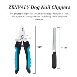 ZENVALY Nail Scissors for Dogs and Cats, Dog Claw Cutter with Nail File, Cat Nail Scissors with Safety Lock and Protection, Claw Care for Dogs, Dog Claw Shortener