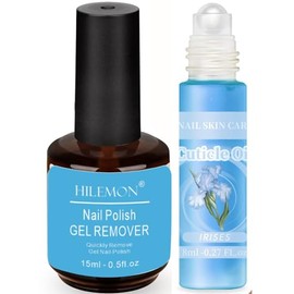 Quick Gel Nail Polish Remover, Easy Remove Gel Polish in 3 Minutes, No Need Soaking or Wrapping, Gel Remover for Nails 15ml (Remover&Oil)