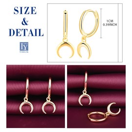 Yumilok Moon Earrings 925 Sterling Silver Women's Hoop Earrings Small Hoop Earrings Huggie Cartilage Earrings Hanging for Women Girls, Sterling Silver