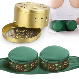 Velorique Velorique Smokeless Copper Moxa Box, Copper Tank Moxibustion Treatment Tool, Ai Jiu Bag with Box for Waist Shoulder Back for Remove Dampness,  