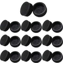 MUZIEBA 1 1/2 " Round Tubing Plug End Caps, 20 Pack Tubing Post End Cap, Dia.38mm Black Plastic Round Plugs, Chair Glide Floor Protector