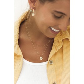 float Women's Aloita Necklace with Pendant Made of 925 Sterling Silver and 18 Carat Gold-Plated in Gift Box, Gold, No Gemstone