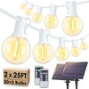 Larkvue 50FT(2x25FT) Solar String Lights Outdoor with Remote, Waterproof Dimmable
