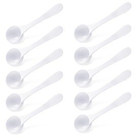 10 Pcs Plastic Teaspoon Measuring Spoons, 5ml Food Grade Long Handle Scoop Set Small Reusable White Measuring Tablespoon Kitchen Cooking Tool for Cooking and Baking, for Coffee Sugar Spices Nuts