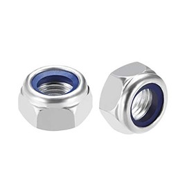 uxcell M16 x 2mm Nylon Insert Hex Lock Nuts, Carbon Steel White Zinc Plated, Pack of 5