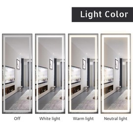 Tacomany 65x22 inch Framed Led Mirror for Wall Color Changing Free Standing Full Length Mirror