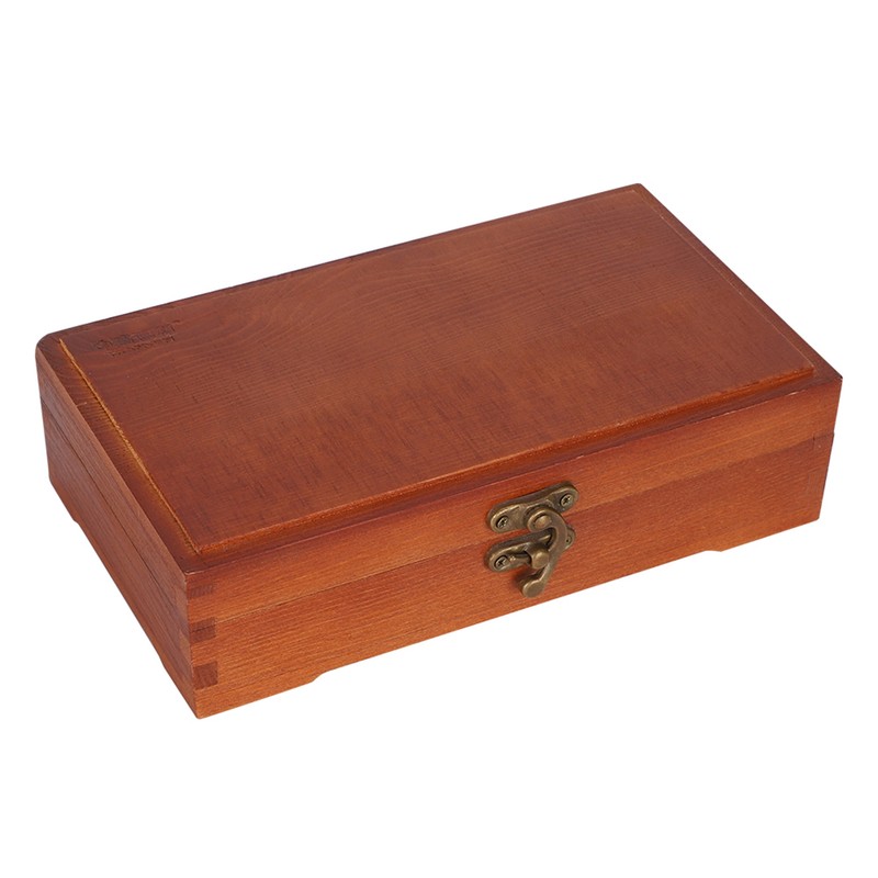 Wooden Sketching Pencil Box Antique Solid Wood Square Children Stationery
