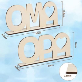 COCHIE 2 Stück Opa Oma Geschenk Enkel Holzbuchstaben Großmutter Bastelset Oma Opa Bilderrahmen Holzbuchstaben Dekoration Weihnachten Geschenk Bastelset für Opa Oma