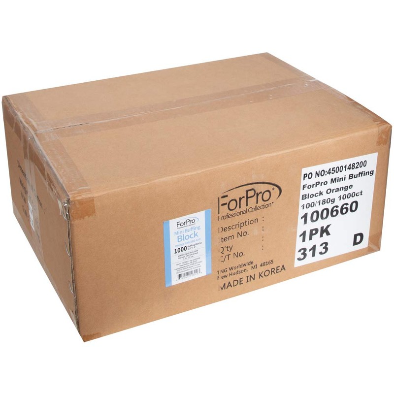 ForPro Professional Collection Mini Buffing Block, Orange, 100/180 Grit, 1000-Count