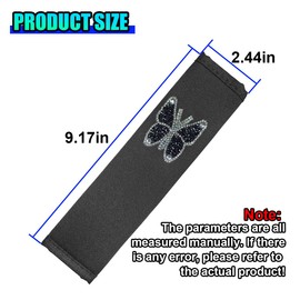 UHANBUT 2PCS Bling Car Seat Belt Covers, Rhinestone Crystal Butterfly Vehicle Shoulder Protection Harness Pad, Auto Seat Strap Cushion, Car Seatbelt Decoration Accessories for SUV Truck (Black)